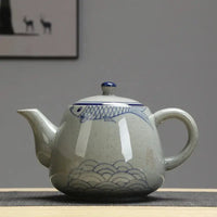 Thumbnail for Вінтажний синьо-білий керамічний чайник
