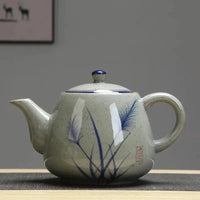Thumbnail for Vintage blue white stoneware teapot