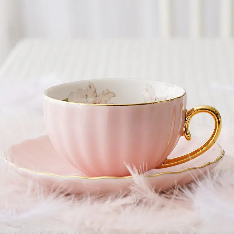 ​Tasses porcelaine pastel intérieur fleuri | Théières à la folie