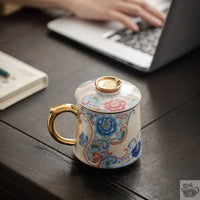 Thumbnail for Mug avec filtre porcelaine filigrane argent | Théières à la folie