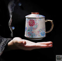 Thumbnail for Mug avec filtre porcelaine filigrane argent | Théières à la folie