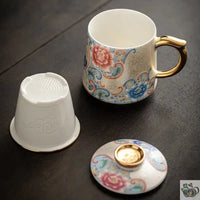 Thumbnail for Mug avec filtre porcelaine filigrane argent | Théières à la folie