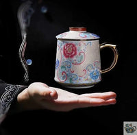 Thumbnail for Mug avec filtre porcelaine filigrane argent | Théières à la folie