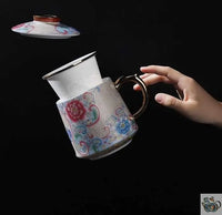 Thumbnail for Mug avec filtre porcelaine filigrane argent | Théières à la folie