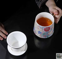 Thumbnail for Mug avec filtre porcelaine filigrane argent | Théières à la folie