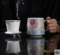 Thumbnail for Mug avec filtre porcelaine filigrane argent | Théières à la folie