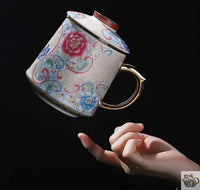Thumbnail for Mug avec filtre porcelaine filigrane argent | Théières à la folie