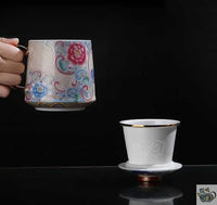 Thumbnail for Mug avec filtre porcelaine filigrane argent | Théières à la folie