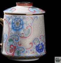 Thumbnail for Mug avec filtre porcelaine filigrane argent | Théières à la folie