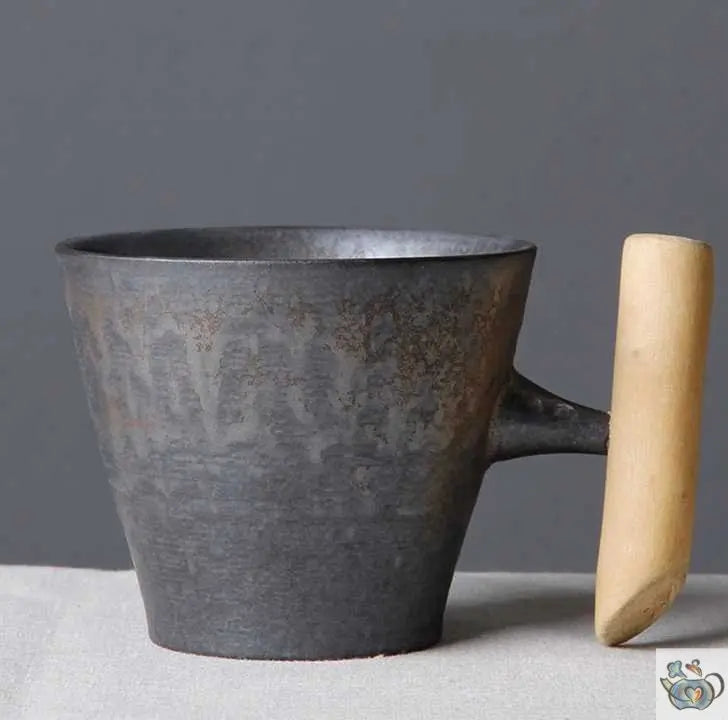 Mug avec soucoupe céramique anthracite rouille | Théières à la folie