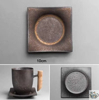 Thumbnail for Mug avec soucoupe céramique anthracite rouille | Théières à la folie