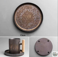 Thumbnail for Mug avec soucoupe céramique anthracite rouille | Théières à la folie