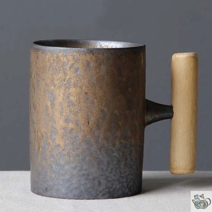 Mug avec soucoupe céramique anthracite rouille | Théières à la folie