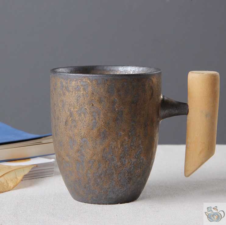 Mug avec soucoupe céramique anthracite rouille | Théières à la folie