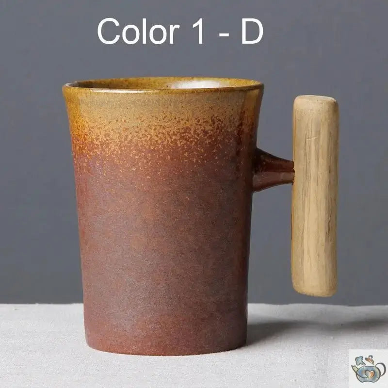 Mug céramique rustique avec manche en bois | Théières à la folie