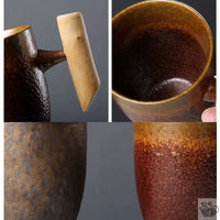 Thumbnail for Mug céramique rustique avec manche en bois | Théières à la folie