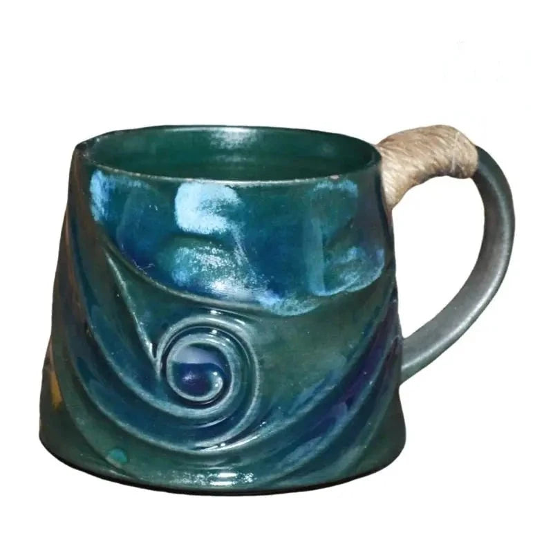 Mug en céramique rustique sculptée Poterie | Théières à la folie