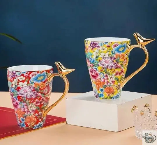 Mug en porcelaine précieuse aux mille fleurs | Théières à la folie
