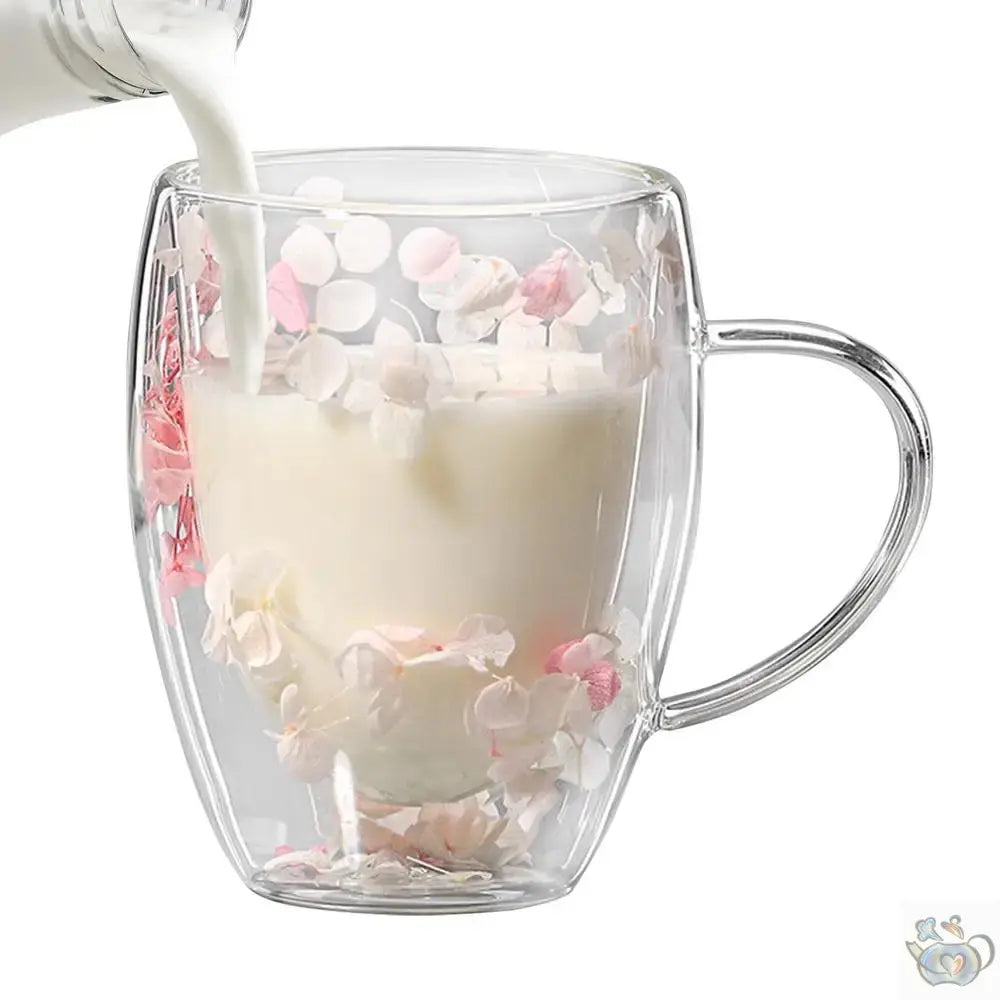 Mug en verre fleurs séchées en double paroi | Théières à la folie