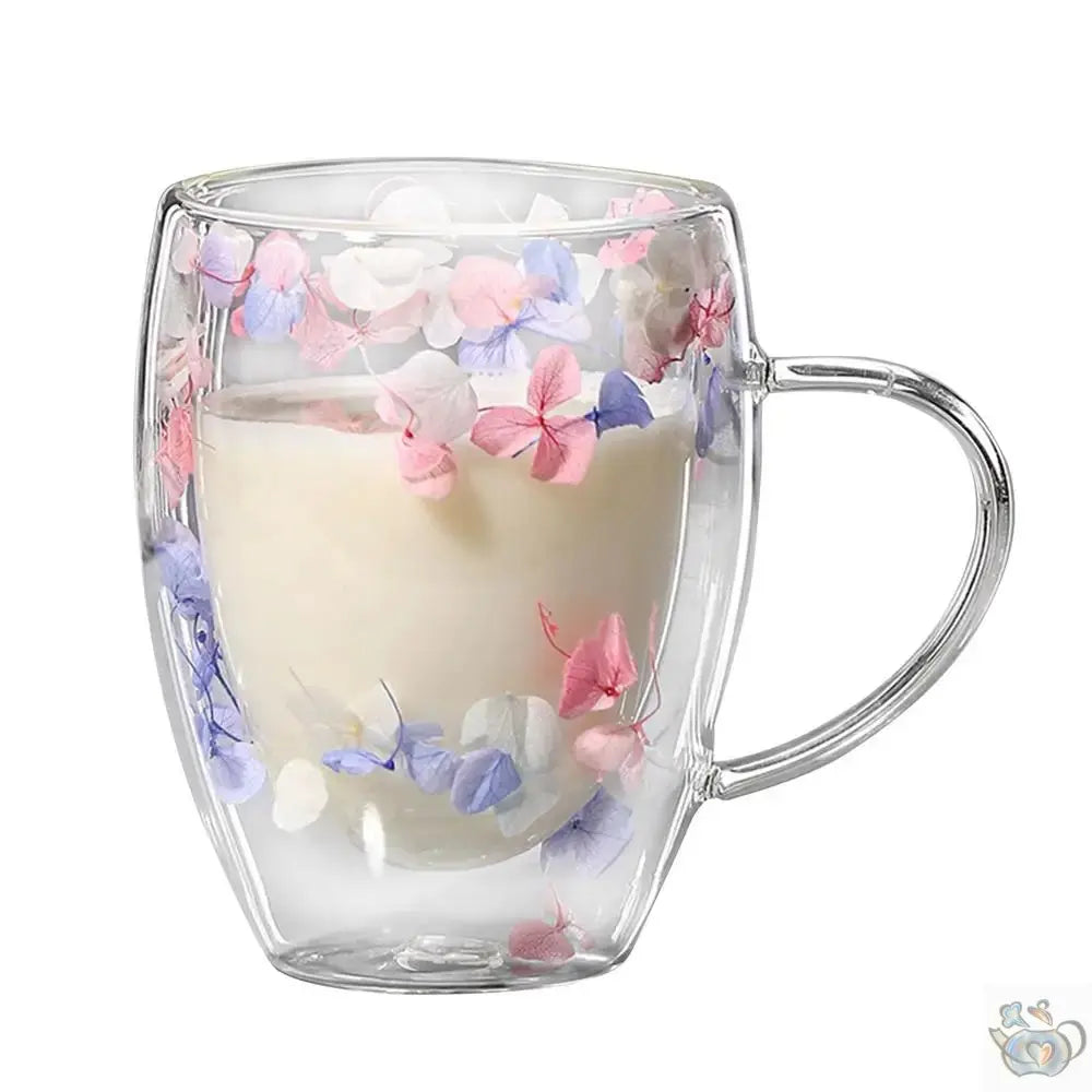 Mug en verre fleurs séchées en double paroi | Théières à la folie