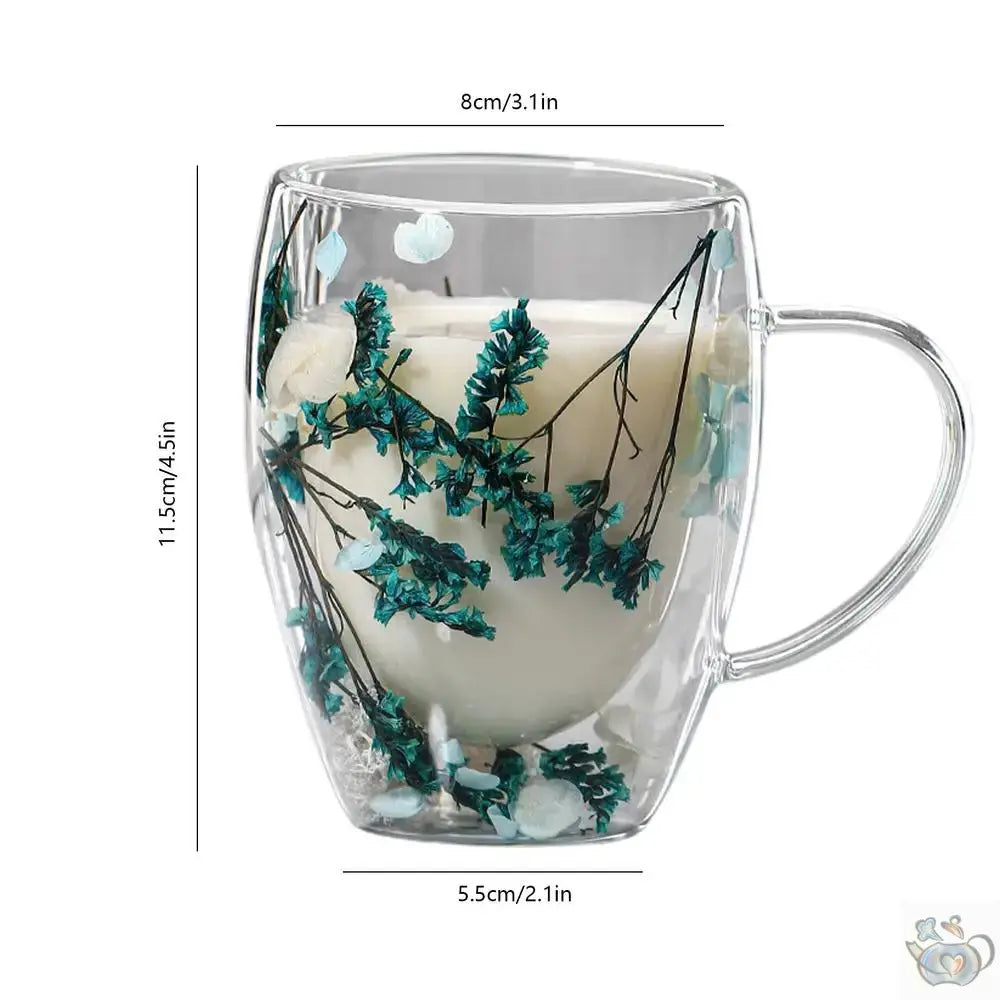 Mug en verre fleurs séchées en double paroi | Théières à la folie