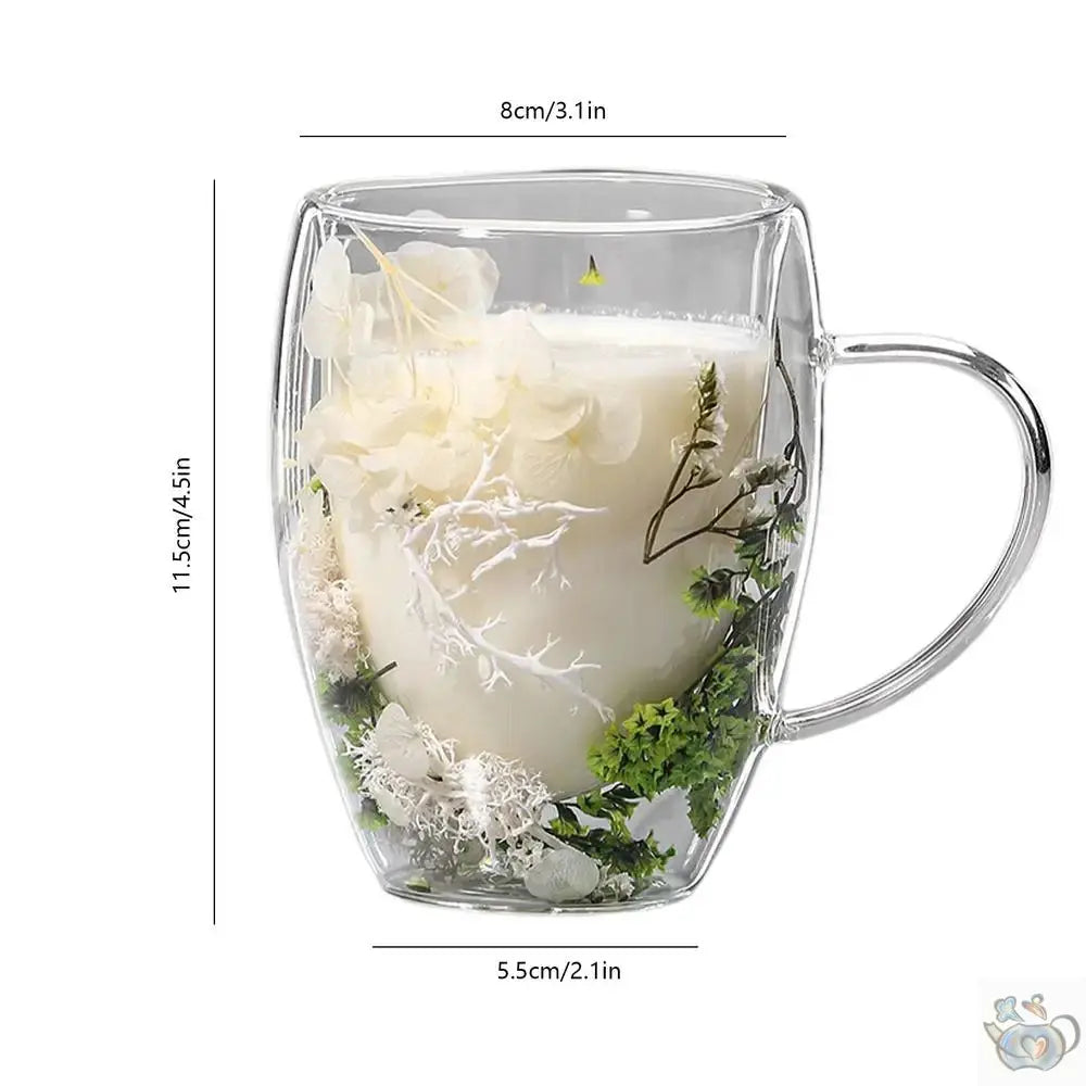 Mug en verre fleurs séchées en double paroi | Théières à la folie