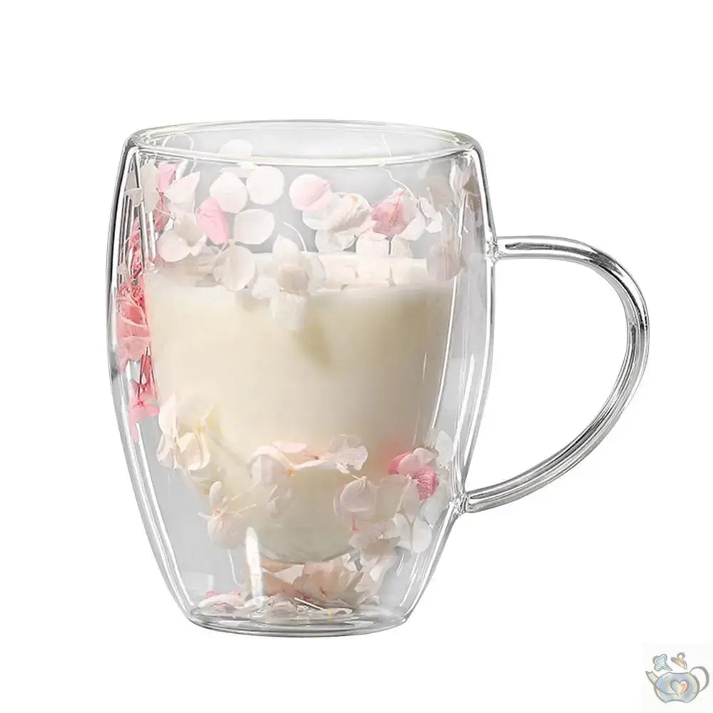 Mug en verre fleurs séchées en double paroi | Théières à la folie