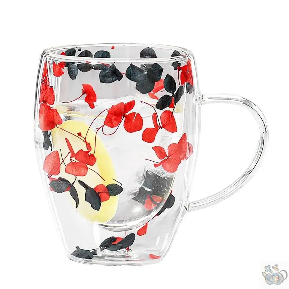 Mug en verre fleurs séchées en double paroi | Théières à la folie