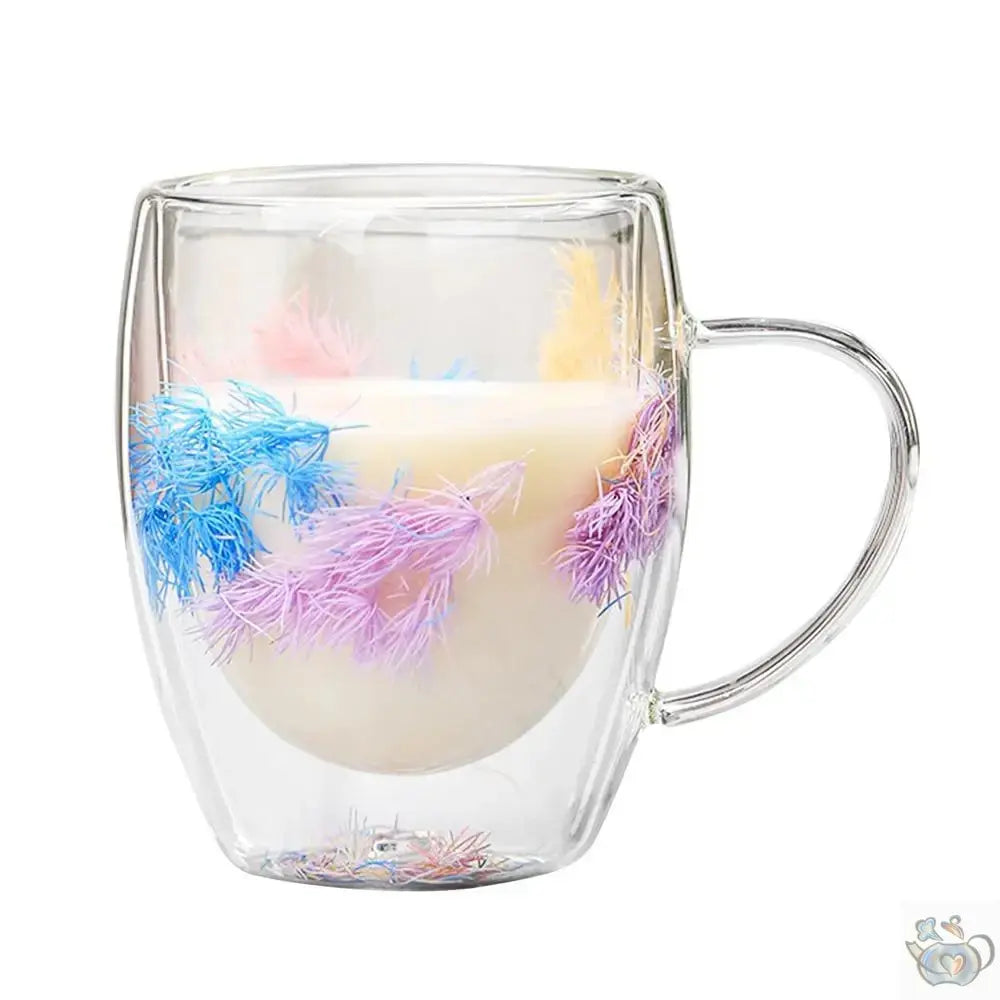 Mug en verre fleurs séchées en double paroi | Théières à la folie