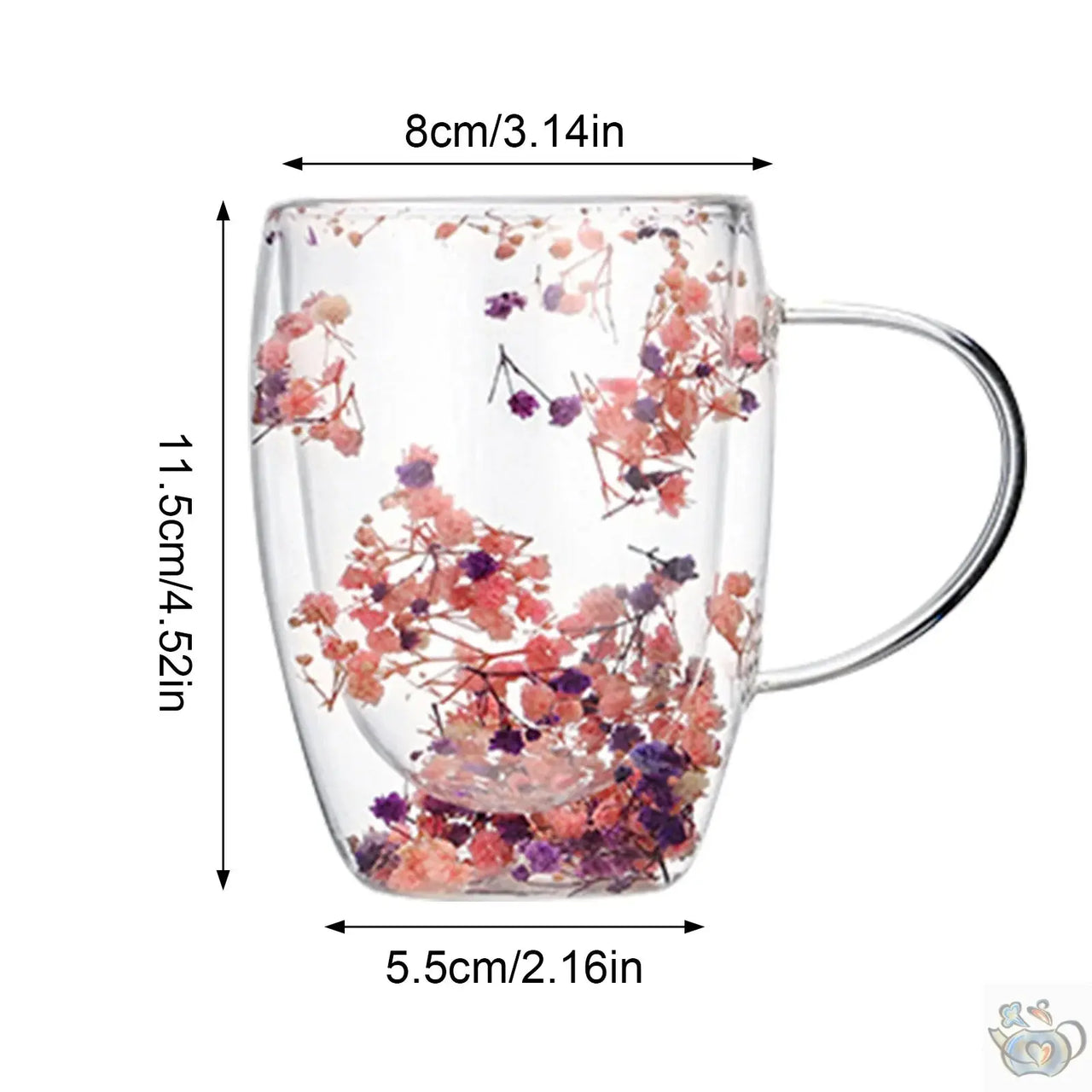 Mug en verre fleurs séchées en double paroi | Théières à la folie