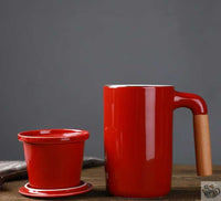 Thumbnail for Mug et filtre céramique manche en bois | Théières à la folie