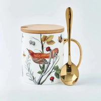 Thumbnail for Mug porcelaine avec couvercle bois et cuillère | Théières à la folie