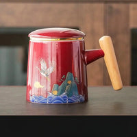 Thumbnail for Mug porcelaine avec couvercle et manche bois | Théières à la folie