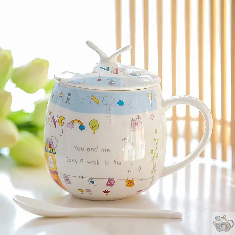 Mug porcelaine fleurie avec couvercle | Théières à la folie