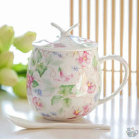 Thumbnail for Mug porcelaine fleurie avec couvercle | Théières à la folie