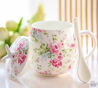 Thumbnail for Mug porcelaine fleurie avec couvercle | Théières à la folie