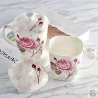 Thumbnail for Mug porcelaine florale avec couvercle | Théières à la folie