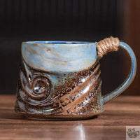 Thumbnail for Mug en céramique rustique sculptée poterie | Théières à la folie