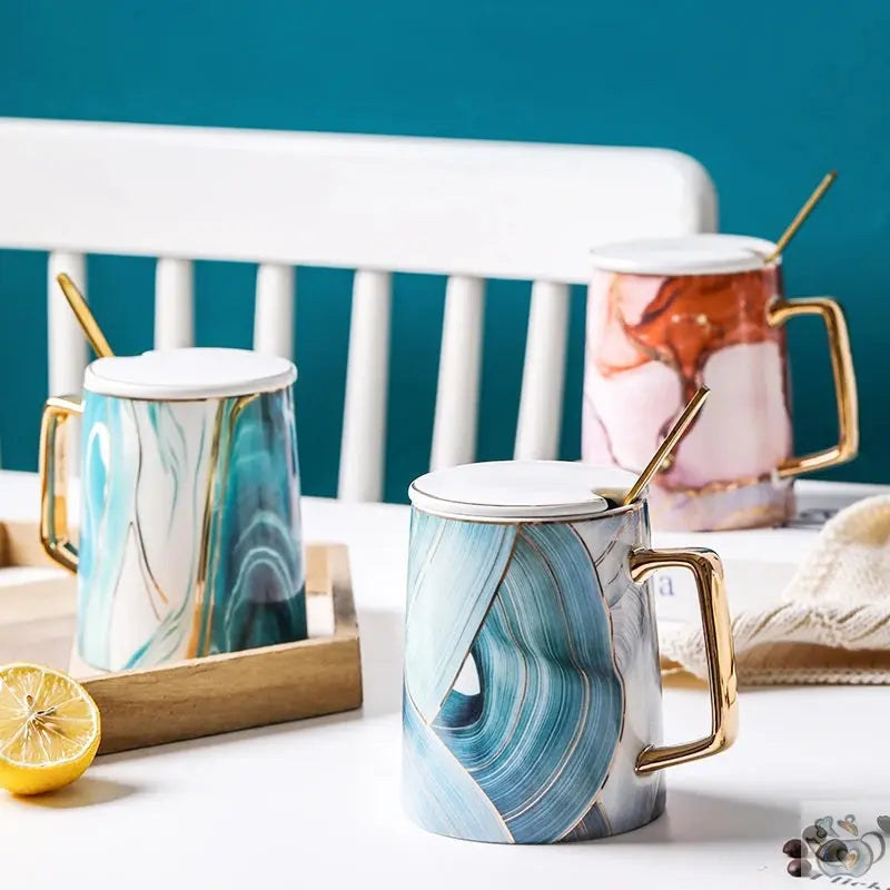 Mug luxueux marbré en porcelaine | Théières à la folie
