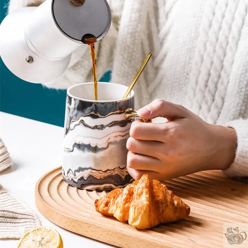 Mug luxueux marbré en porcelaine | Théières à la folie