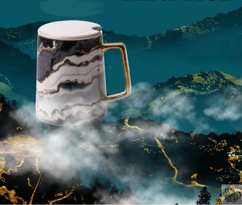 Mug luxueux marbré en porcelaine | Théières à la folie