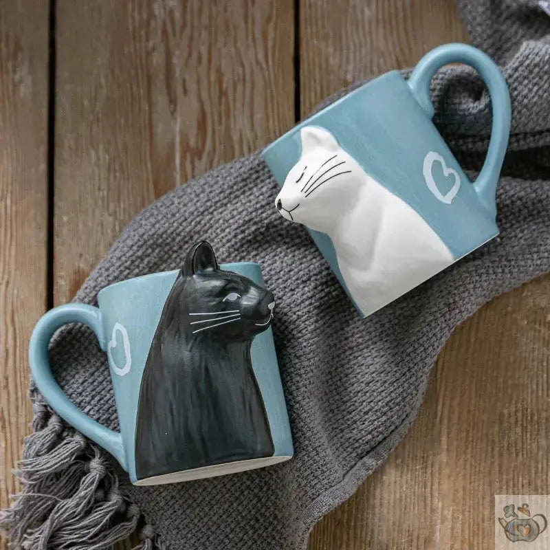 Mugs artisanaux duo "chat chat love" | Théières à la folie