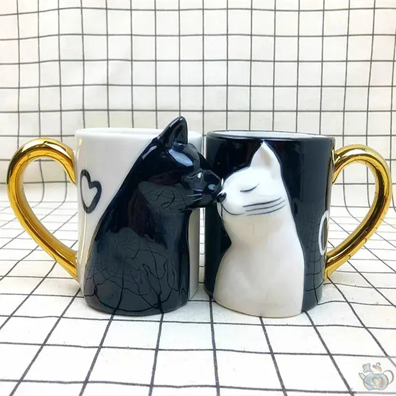 Mugs artisanaux duo "chat chat love" | Théières à la folie