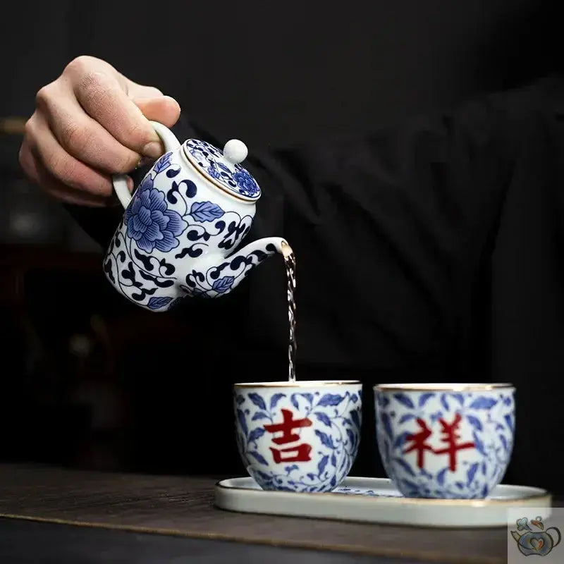 Petite théière chinoise porcelaine le lotus bleu | Théières à la folie