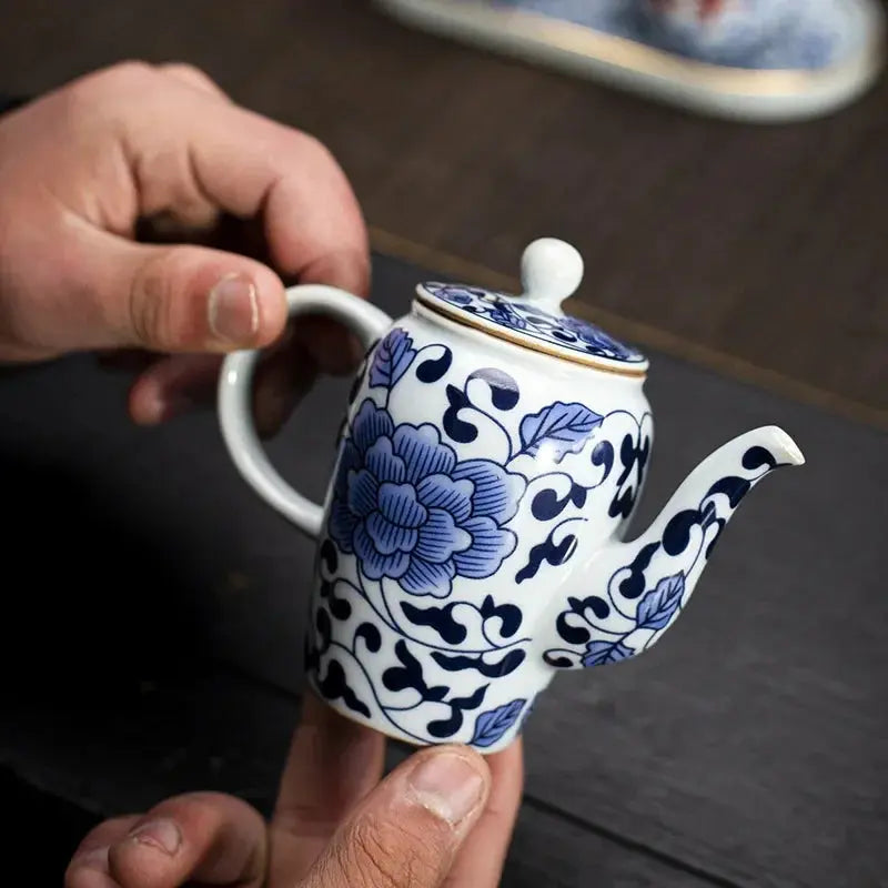 Petite théière chinoise porcelaine le lotus bleu | Théières à la folie