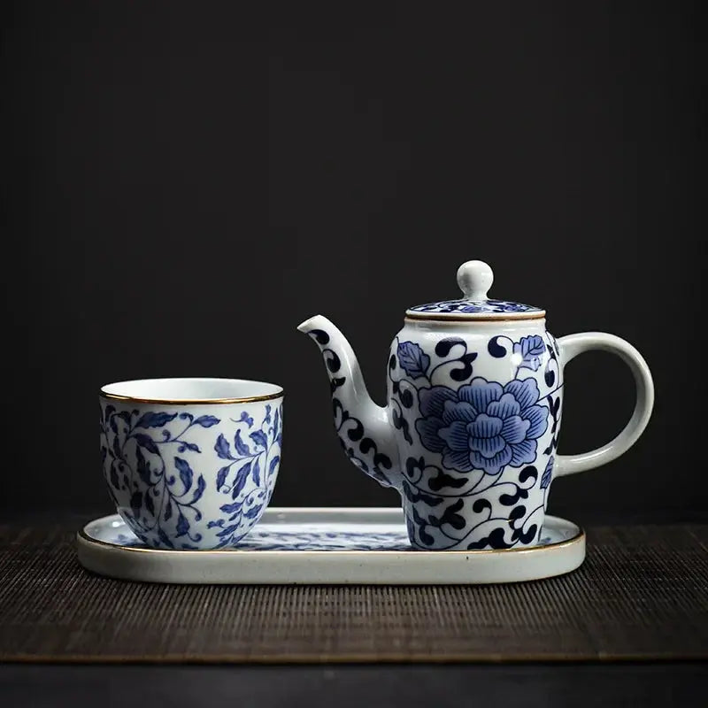Petite théière chinoise porcelaine le lotus bleu | Théières à la folie