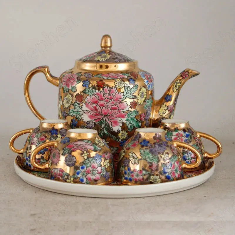 Service à thé porcelaine impériale sur plateau | Théières à la folie