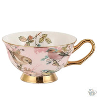 Thumbnail for Tasses porcelaine rose aux oiseaux coffret, détail | Théières à la folies