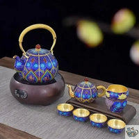Thumbnail for Service à thé en argent pur cloisonné | Théières à la folie