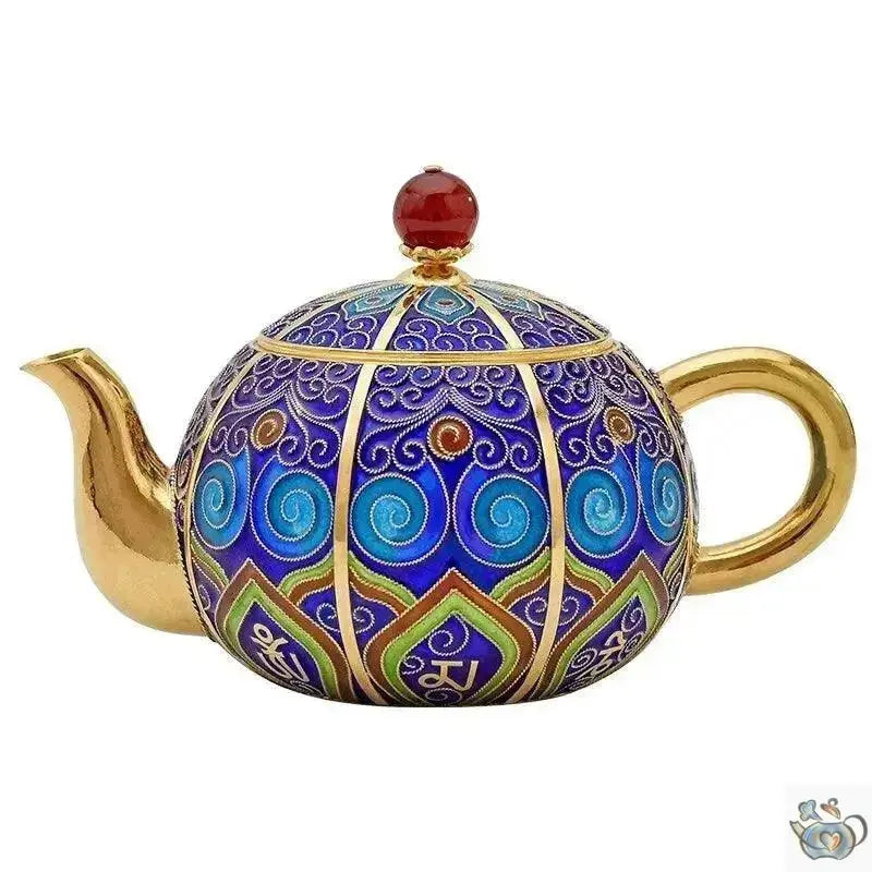 Service à thé en argent pur cloisonné | Théières à la folie
